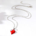 Silver Tone Puffy Heart Evil Eye Pendant Necklaces in Five Colors view 4