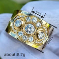 Gold Tone Multi Circle Crystal Wide Ring Polished Jewelry Accessory view 4