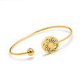 Gold Daisy Shell Open Soft Wire Cuff Bangle Bracelet view 5