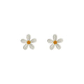 Mini White Daisy Flower And Yellow Center Stud Earrings For Women view 5