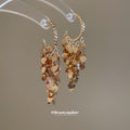 Gold Tone Hoop Earrings with Layered Sequin Cluster Drops view 4