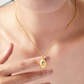 Shell Texture Oval Cross Pendant Necklace Gold Or Steel view 1