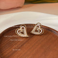 Gold Multi Layer Heart Stud Earrings Pearl And Zirconia view 4
