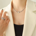 Heart Pendant Cuban Curb Chain Necklace Gold Steel Tone view 6