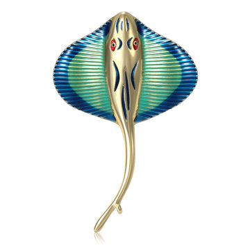 Enamel Stingray Brooch Gold-Tone Metal Pin Four Colorways