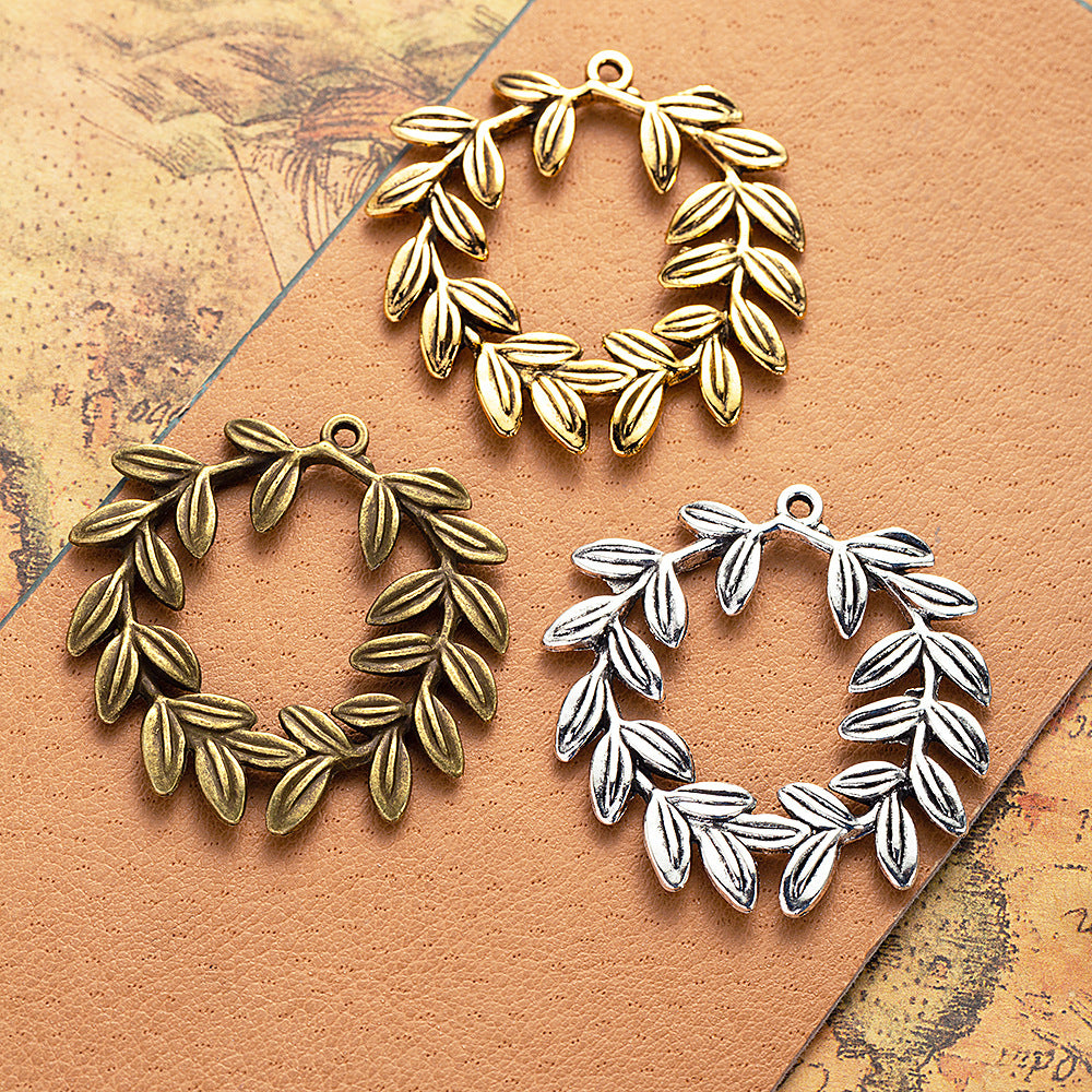 Hollow Olive Branch Pendant Charm 40x39mm