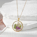 Round Resin Dried Flower Pendant Necklaces 8 Colors view 3