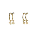 Gold Double Hoop Dual Heart Charm Stud Earrings Pair view 5