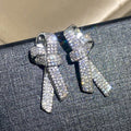 Silver Tone Pave Clear Stone Bow Knot Stud Earrings view 5