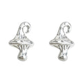 Silver Miniature Mushroom Stud Earrings Forest Style view 5