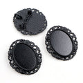 Ornate Oval Cabochon Brooch Settings in Three Metal Finishes view 4