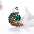Black Silver Tone Peacock Crystal Metal Brooch Pin view 3