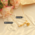 Gold Bamboo Bar Flower Bud Lotus Pod Pendant Necklaces view 2