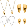 Polished Teardrop Pendant Necklaces and Stud Earrings Set view 5