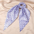 Printed Satin Evil Eye Scarf Scrunchie Hair Ties with Long Tails view 8