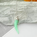 Silver Tone Resin Horn Pendant Necklaces in Seven Colors view 7