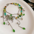 Green Crystal Butterfly Layered Chain Necklaces Fashion Jewelry view 6