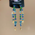 Colorful Crystal Floral Long Drop Earrings in Two Distinct Styles view 7