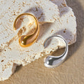 Teardrop Open Band Rings Gold And Steel Polished Metal view 1