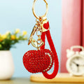 Jeweled Red and Green Apple Keychains with Braided Wrist Loops view 1