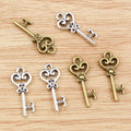 Ornate Small Key Charms in Two Antique Metal Finishes view 4