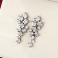 Silver Tone Geometric Crystal Cluster Drop Earrings view 4