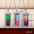 Gradient Baguette Stone Crystal Frame Pendant Necklace view 5