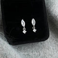Silver Marquise Clear CZ Stud Drop Earrings Round Dangle view 4