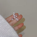Silver Tone Crystal Butterfly Stud and Ear Cuff Set view 1