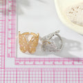 Gold and Silver Tone Openwork Butterfly Adjustable Cuff Rings view 2