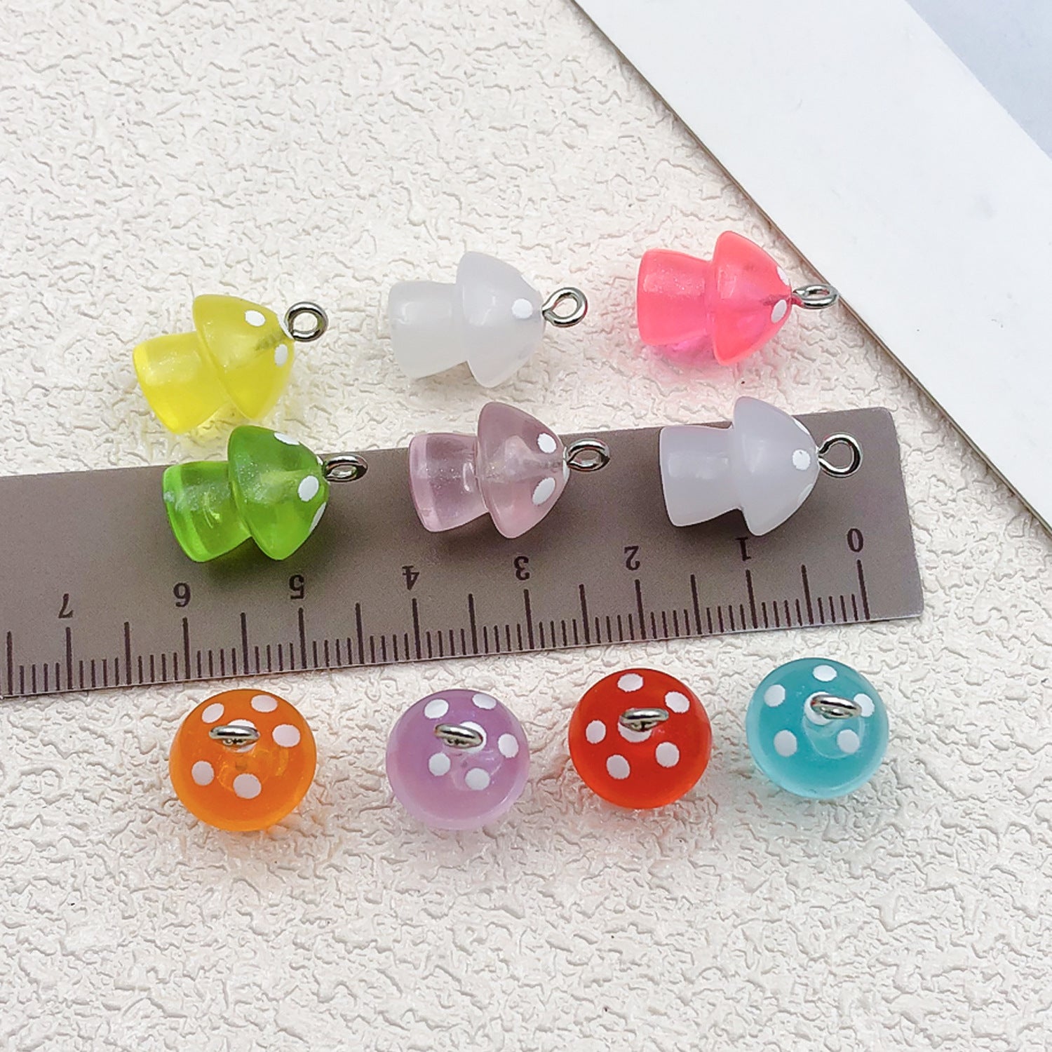 Resin Glow-in-the-Dark Colorful Mushroom Charm Pendant for Keychain DIY Jewelry