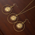 Sun Face Hoop Earring Necklace and Jewelry Set Options view 2