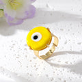 Gold Tone Large Round Glass Evil Eye Adjustable Rings in Seven Colors view 9