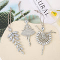 Silver Rhinestone Ballerina Leaf Metal Hanging Ornaments view 2