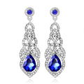 Silver Tone Teardrop Crystal Tassel Tassel Crystal Four Designs Metal Dangle Earrings view 8