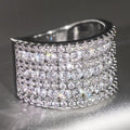 White Gold Multi Row Full Pavé Clear Cocktail Ring Sizes view 3