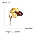 Tulip Flower Metal Brooch with Dark Faceted Petals and Crystal Accents view 4