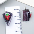Resin Strawberry Triangle Cake Cheese Dessert Charm Pendant for DIY Keychain Jewelry