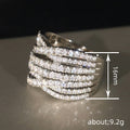 Silver Tone Crossed Multi-Band Clear CZ Pave Wide Ring view 4