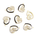 Crystal Double Heart Charms with Black Enamel Outlines view 6