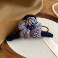 Blue And Brown Layered Yarn Flower Fuzzy Hair Claw Clip view 6