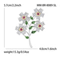 Zircon Four Flower Branch Brooch Silver Clear or Multicolor view 5