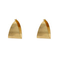 Gold and Silver Wide Corrugated Statement C Hoop Earrings view 5