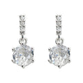 Silver Drop Earrings Bar Stud Large Round Clear Zircon view 5