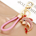 Crown Dolphin Keychains in Three Colors with Fortune Braided and Plain Loops view 4