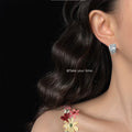 Silver Irregular Molten Frame Oval CZ Stud Clip Earrings view 2