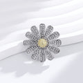 White Gold Tone Daisy Crystal Metal Brooch Pin for Jackets and Lapels view 5