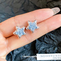 Silver Blue Crystal Star Stud Earrings for Everyday Styling view 4
