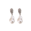 Clear Oval Top White Pearl Look Teardrop Dangle Earrings view 5