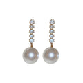 Crystal Bar and Oversized White Pearl Drop Earrings view 5